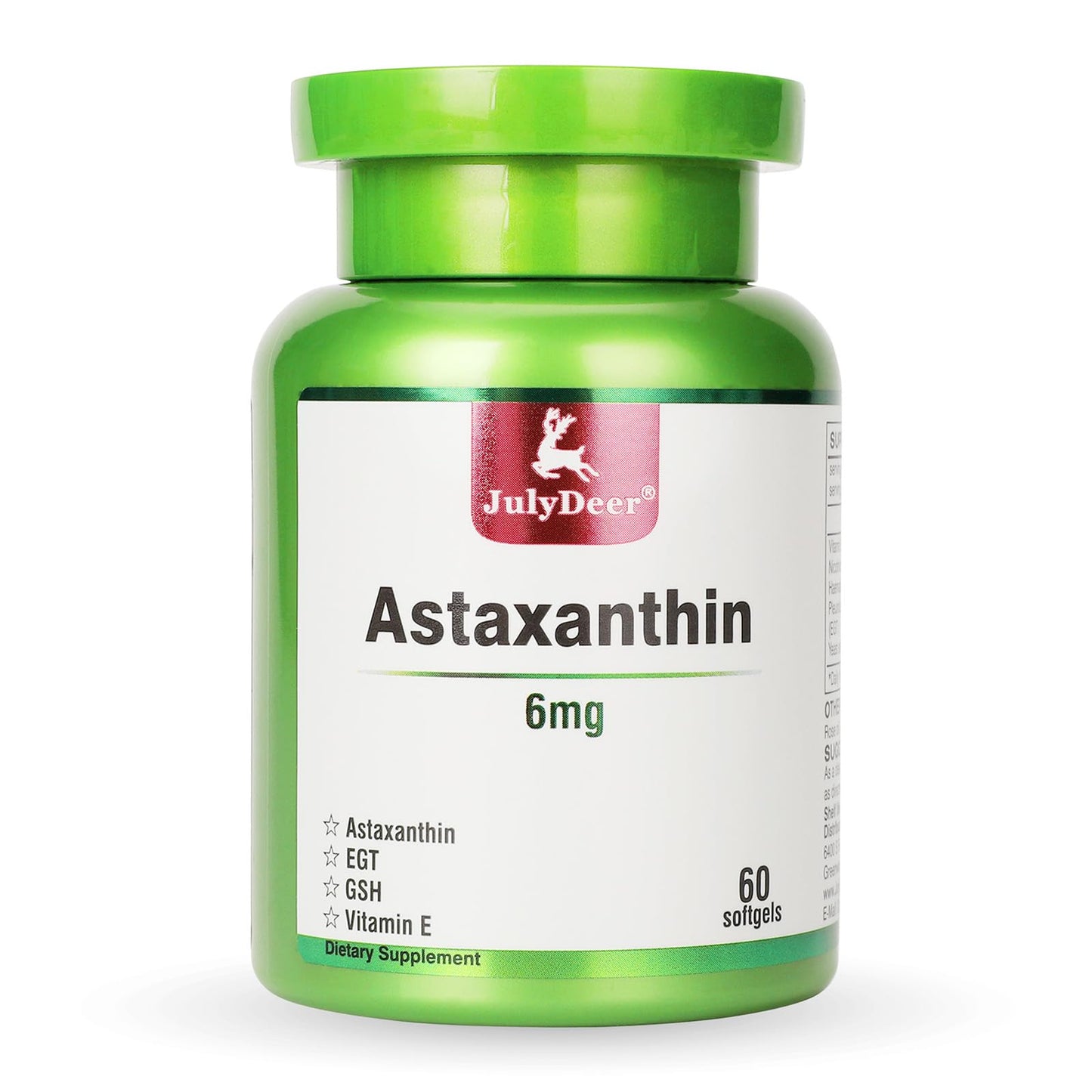 JulyDeer Astaxanthin 6 mg – 60 Softgels | Double Strength Haematococcus Pluvialis | Non-GMO