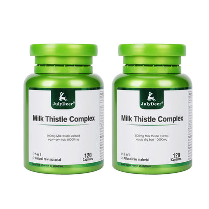 JulyDeer Milk Thistle 500 mg Silymarin – 2 Bottles (240 Capsules) | Liver Support