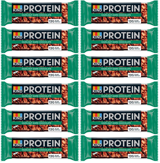 12 x Kind Protein Hazelnut Dark Chocolate 50G British Grocery