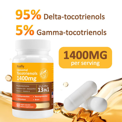 KUAFLY Liposomal Tocotrienols Vitamin E 1400mg | High Potency 60 Capsules