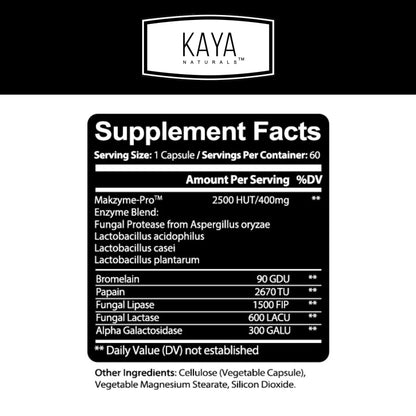 Kaya Naturals Digestive Enzymes with Prebiotics & Probiotics – 30 Veggie Caps
