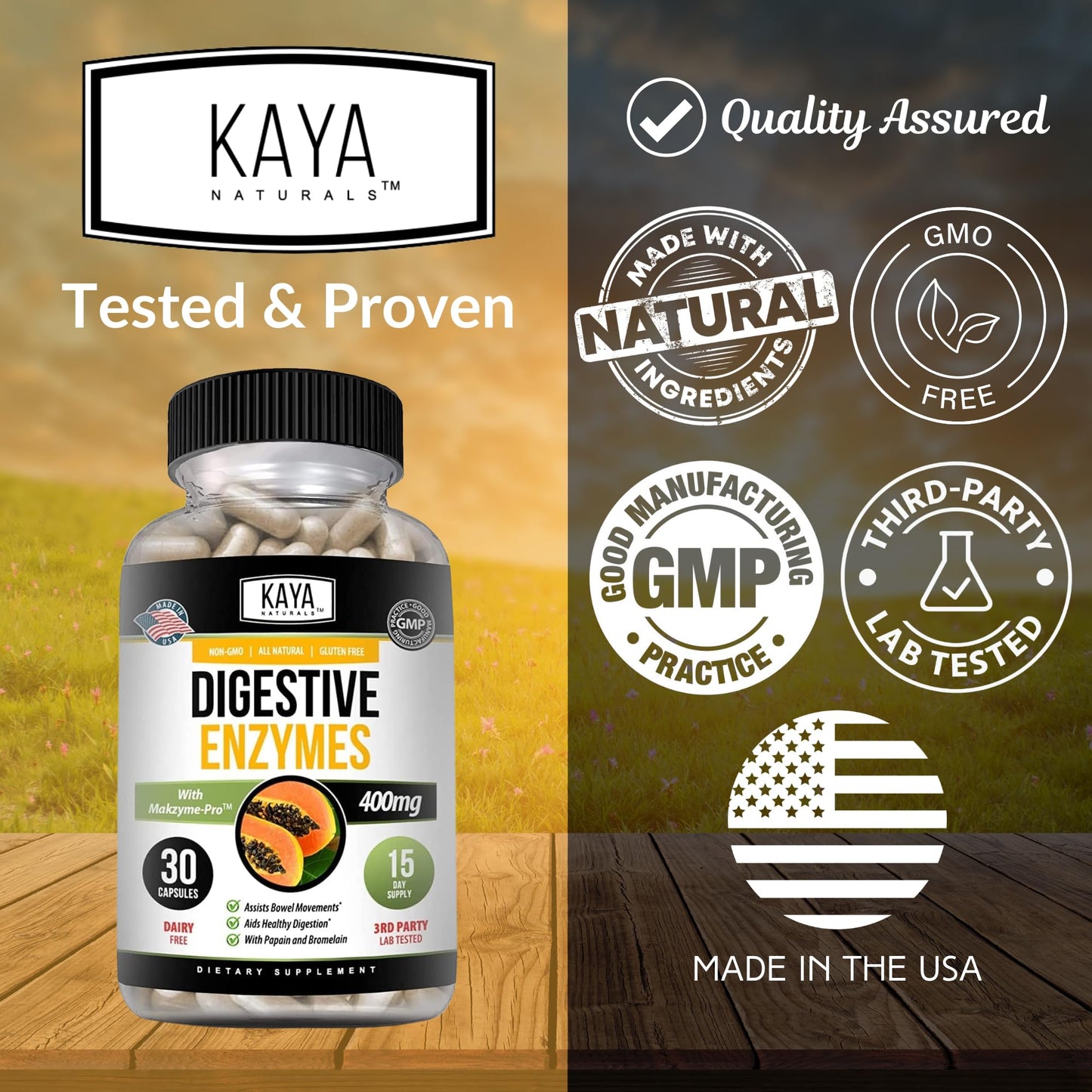 Kaya Naturals Digestive Enzymes with Prebiotics & Probiotics – 30 Veggie Caps