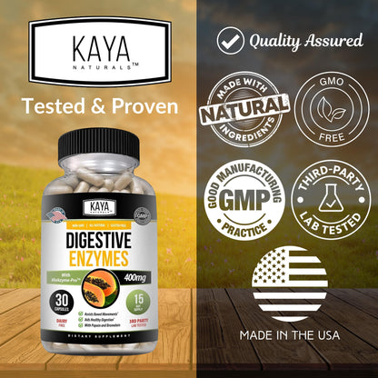 Kaya Naturals Digestive Enzymes with Prebiotics & Probiotics – 30 Veggie Caps