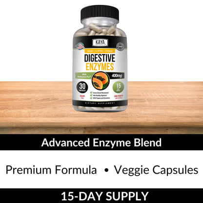 Kaya Naturals Digestive Enzymes with Prebiotics & Probiotics – 30 Veggie Caps