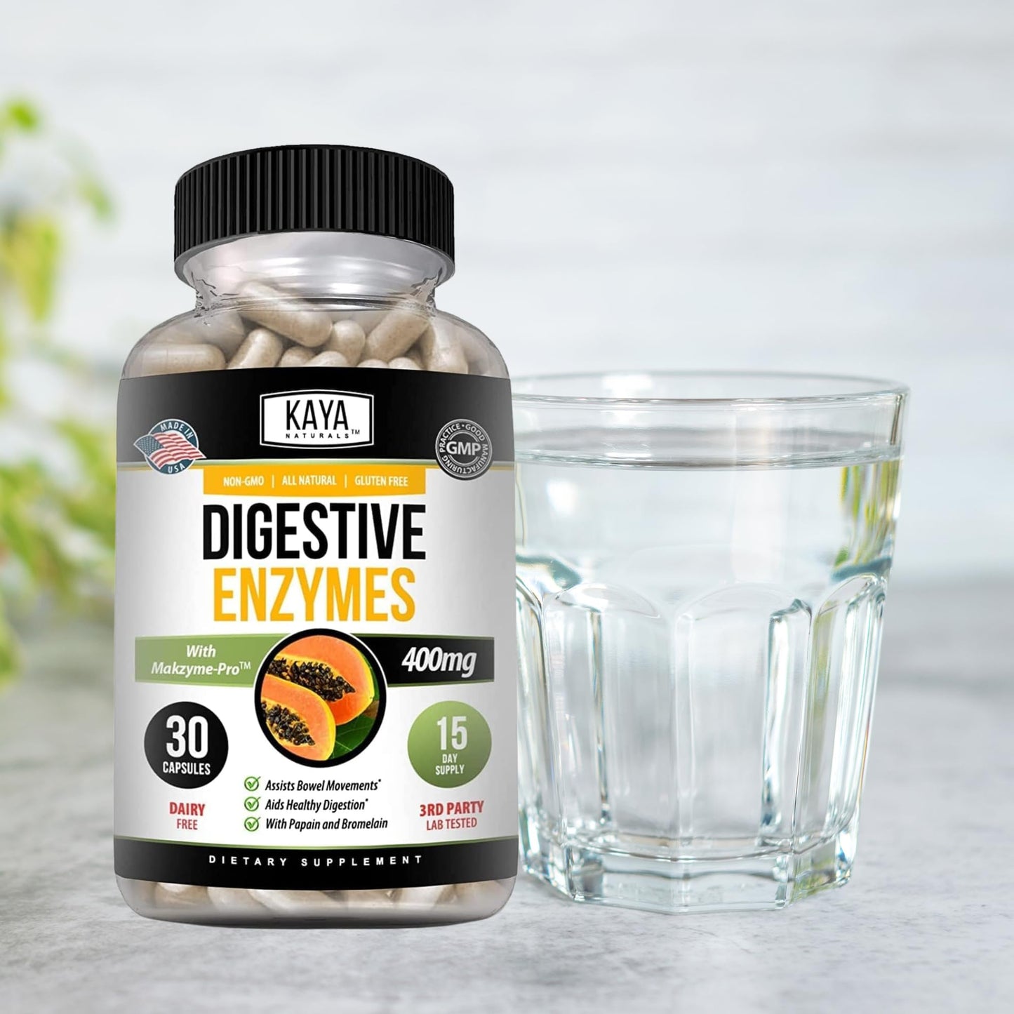 Kaya Naturals Digestive Enzymes with Prebiotics & Probiotics – 30 Veggie Caps