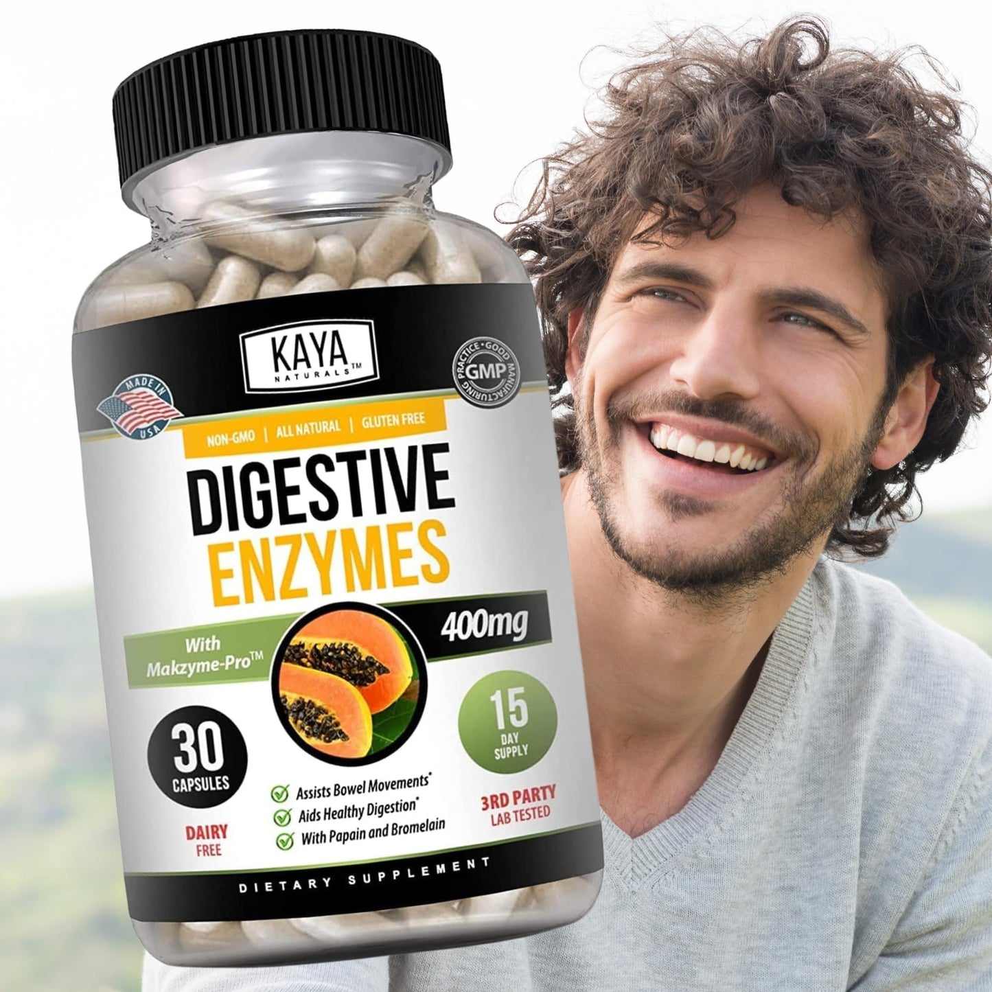 Kaya Naturals Digestive Enzymes with Prebiotics & Probiotics – 30 Veggie Caps