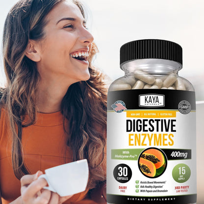 Kaya Naturals Digestive Enzymes with Prebiotics & Probiotics – 30 Veggie Caps