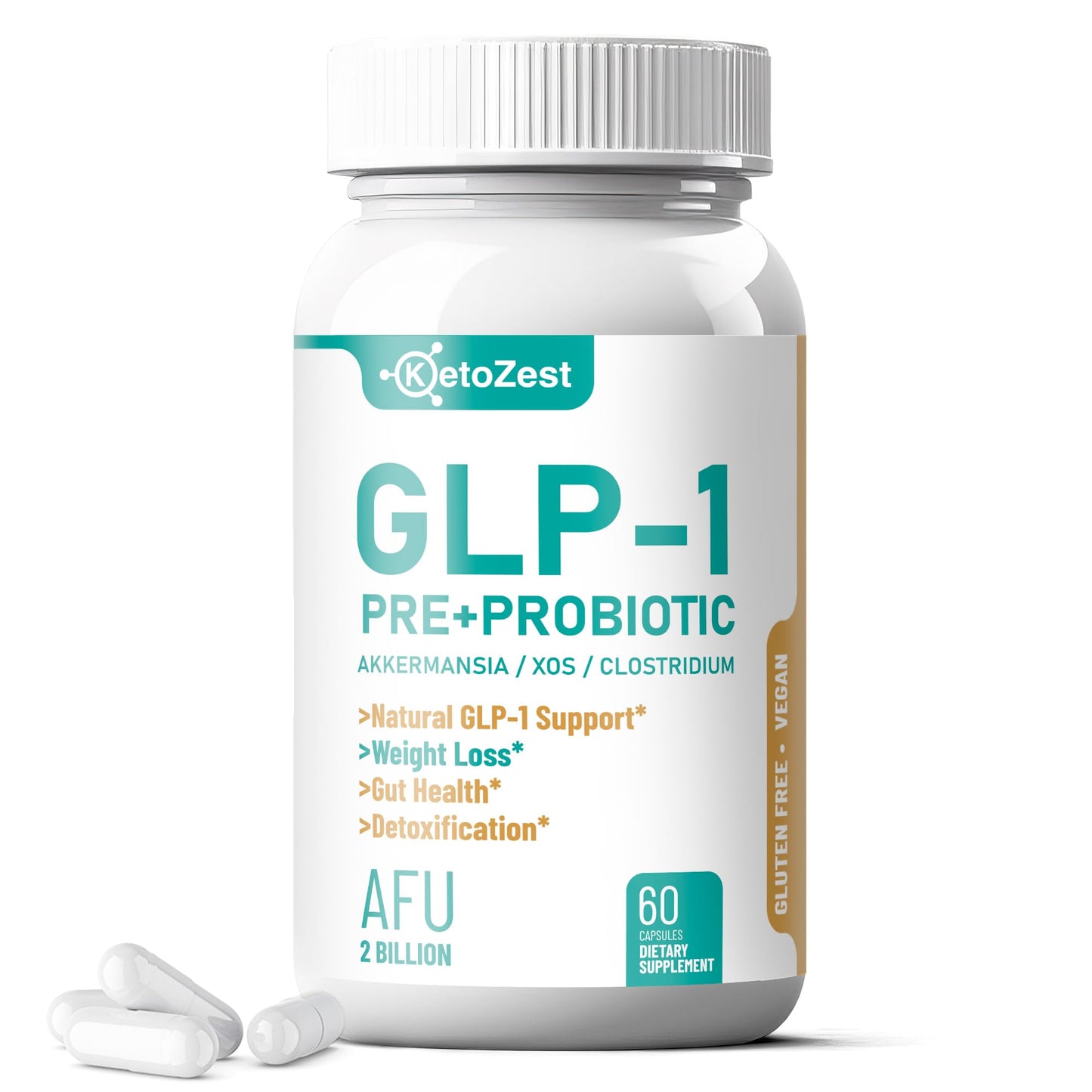 KetoZest GLP-1 Booster Probiotic + Prebiotic for Weight Loss | Akkermansia Muciniphila