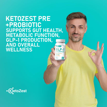 KetoZest GLP-1 Booster Probiotic + Prebiotic for Weight Loss | Akkermansia Muciniphila