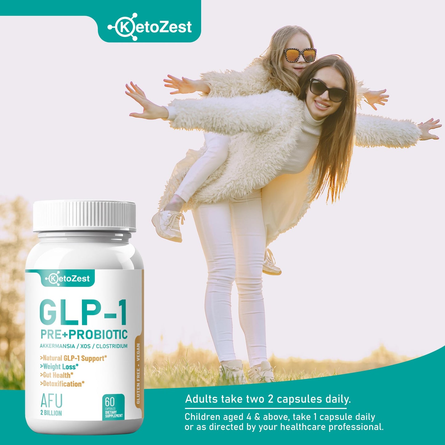 KetoZest GLP-1 Booster Probiotic + Prebiotic for Weight Loss | Akkermansia Muciniphila