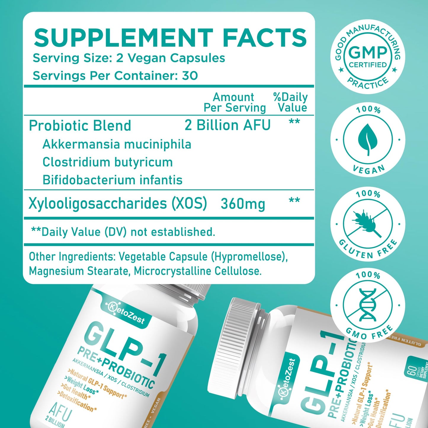 KetoZest GLP-1 Booster Probiotic + Prebiotic for Weight Loss | Akkermansia Muciniphila