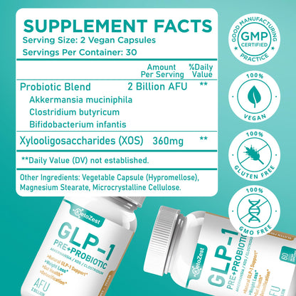 KetoZest GLP-1 Booster Probiotic + Prebiotic for Weight Loss | Akkermansia Muciniphila