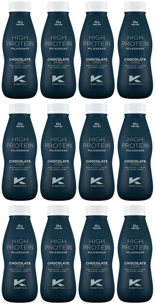 12 x Kinetica High Protein Milkshake Chocolate Flavour 330Ml British Grocery