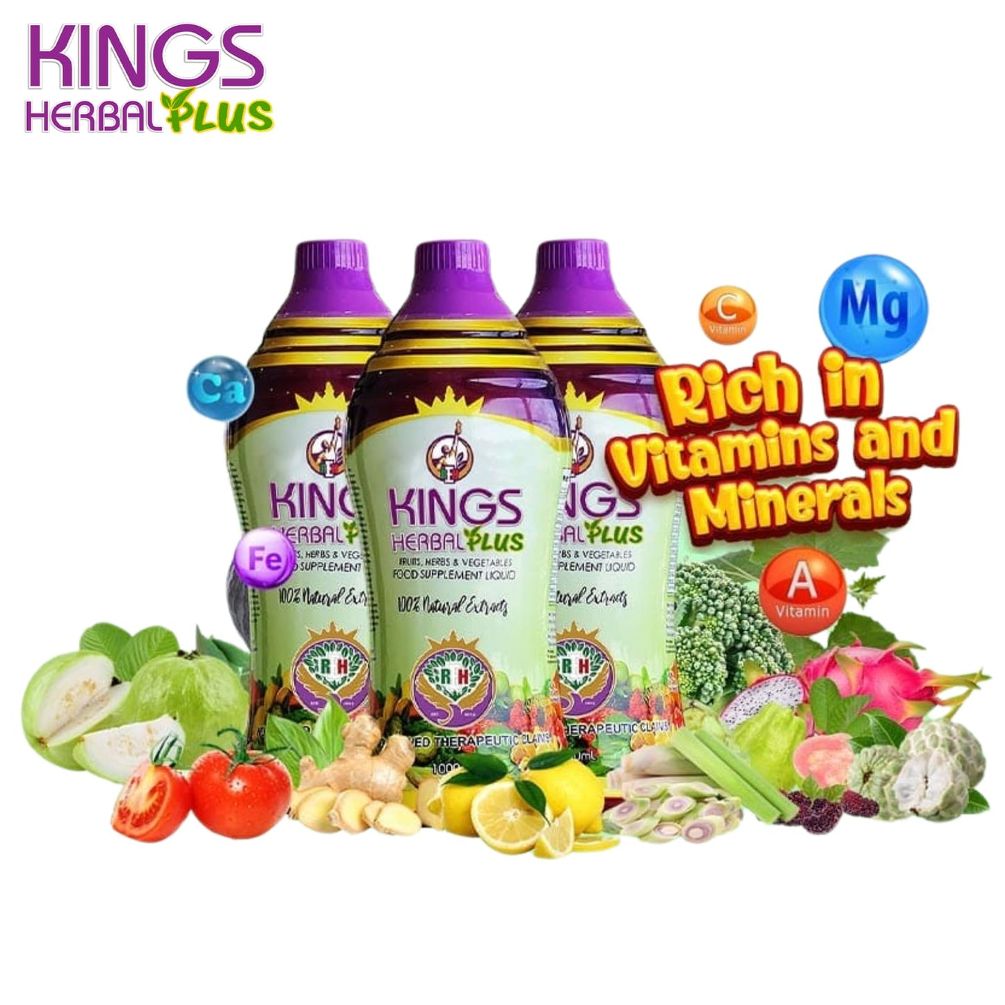 Kings Herbal Plus Food Supplement 1000ml – Fruits, Herbs & Vegetable Fusion