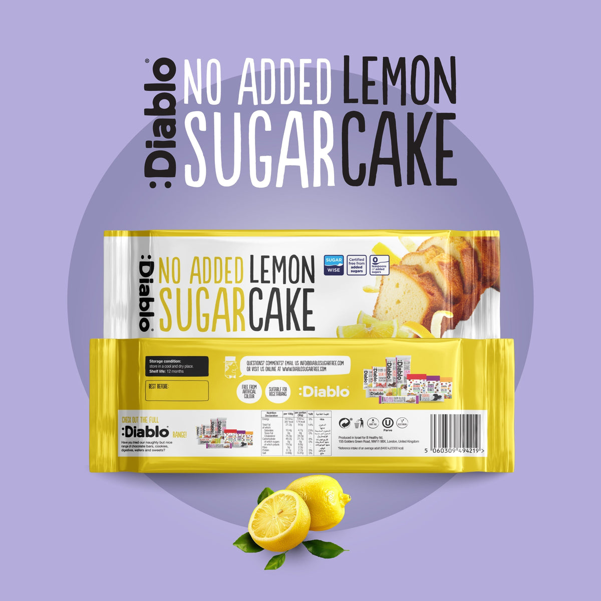 No Added Sugar Lemon Cake (200g) Diablo Sugar Free