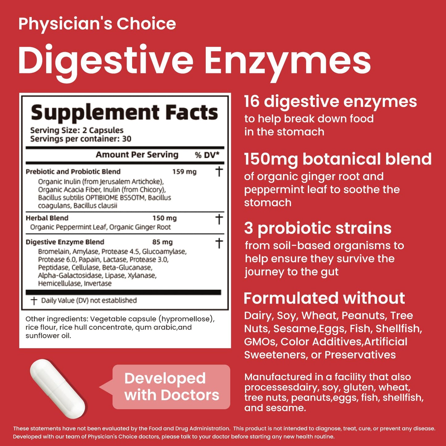 LOUDSAY Digestive Enzymes - Multi Enzymes, Organic Prebiotics & Probiotics for Digestive Health & Gut Health - Meal Time Discomfort Relief & Bloating - Dual Action Approach - 60 CT