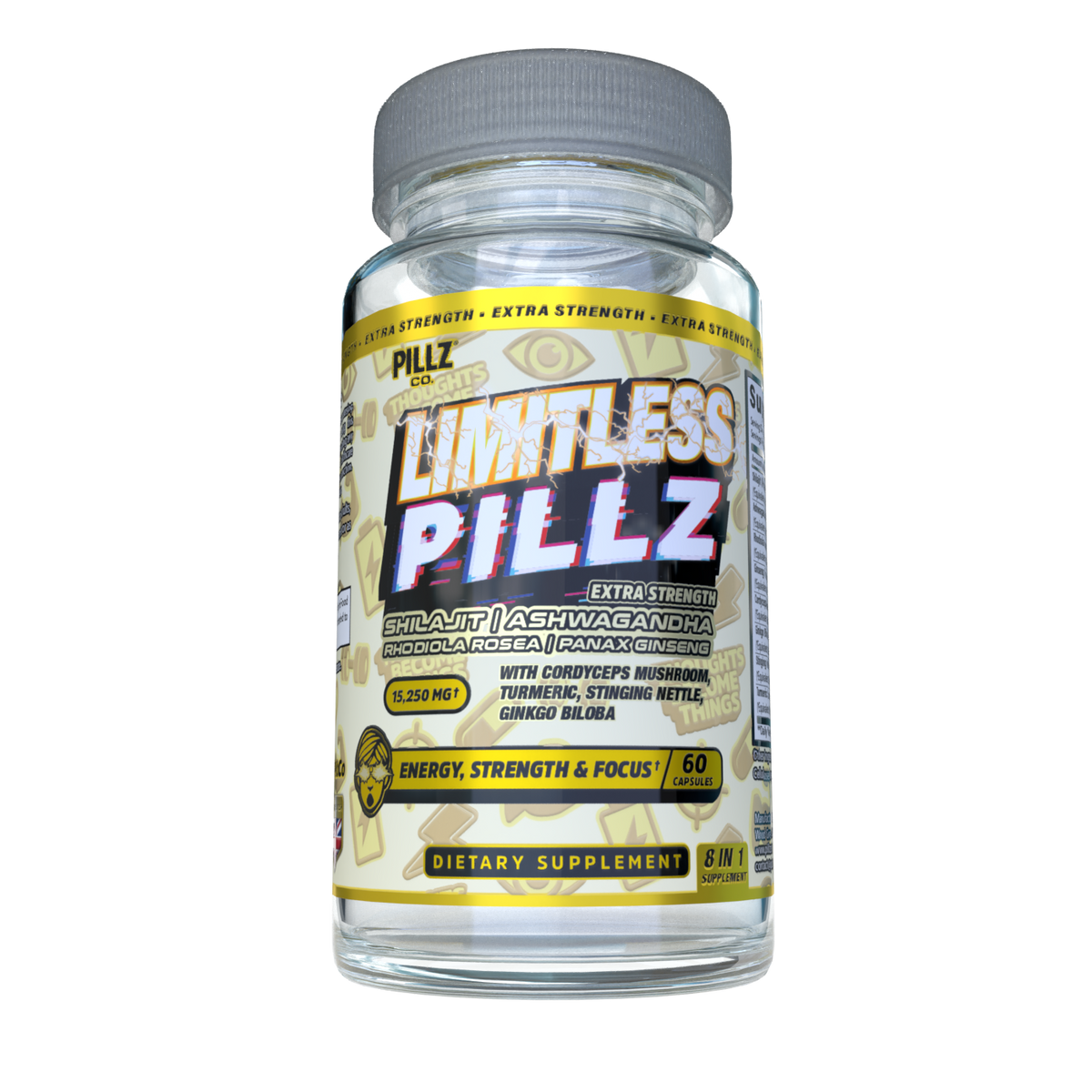 LimitlessPillz™ – 8-in-1 Shilajit Complex with Ashwagandha, Panax Ginseng, Rhodiola, Turmeric, Ginkgo, Nettle & Cordyceps Mushrooms PILLZ CO.