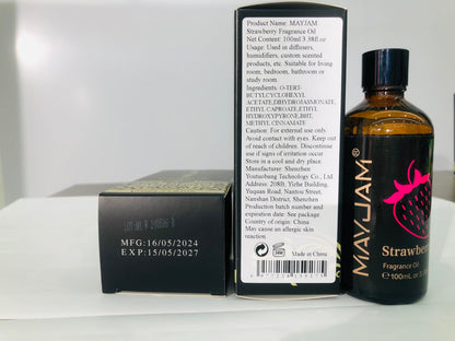 MAYJAM Strawberry Fragrance Oil 100ml | Glass Dropper for Diffusers, Soap & Candle Making