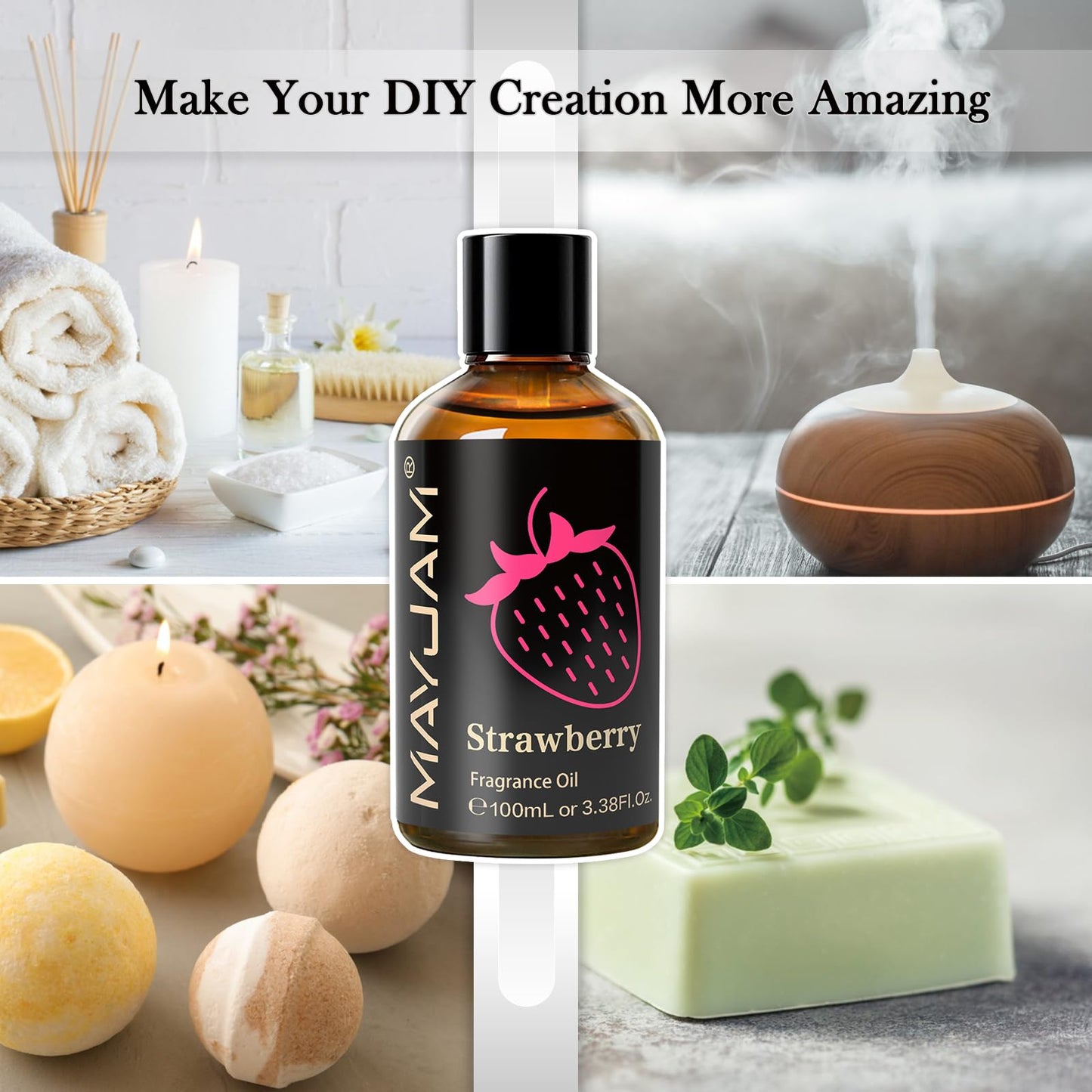 MAYJAM Strawberry Fragrance Oil 100ml | Glass Dropper for Diffusers, Soap & Candle Making