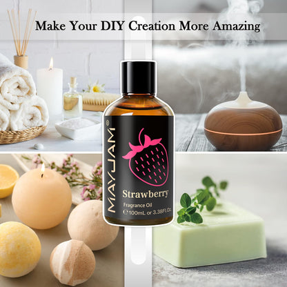 MAYJAM Strawberry Fragrance Oil 100ml | Glass Dropper for Diffusers, Soap & Candle Making