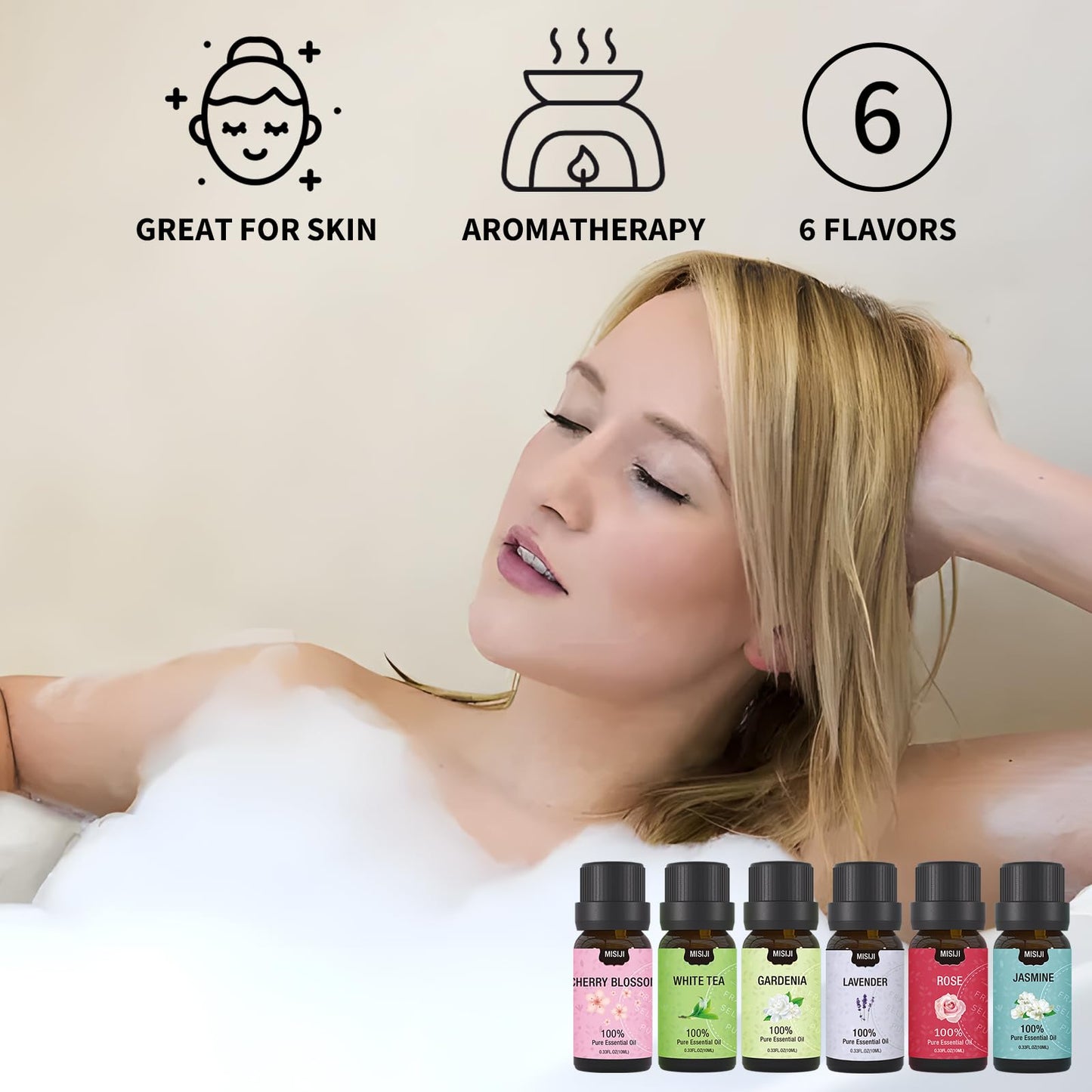 MISIJI Essential Oils Set – 6 x 10ml for Diffusers, Aromatherapy, Laundry & DIY