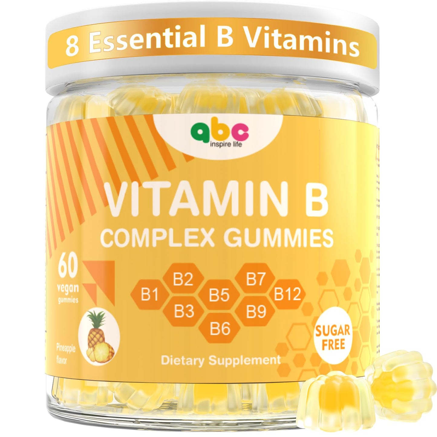NEWOLITE Vitamin B Complex Gummies for Adults – Pineapple Flavor, 60 Count, Non-GMO & Vegan
