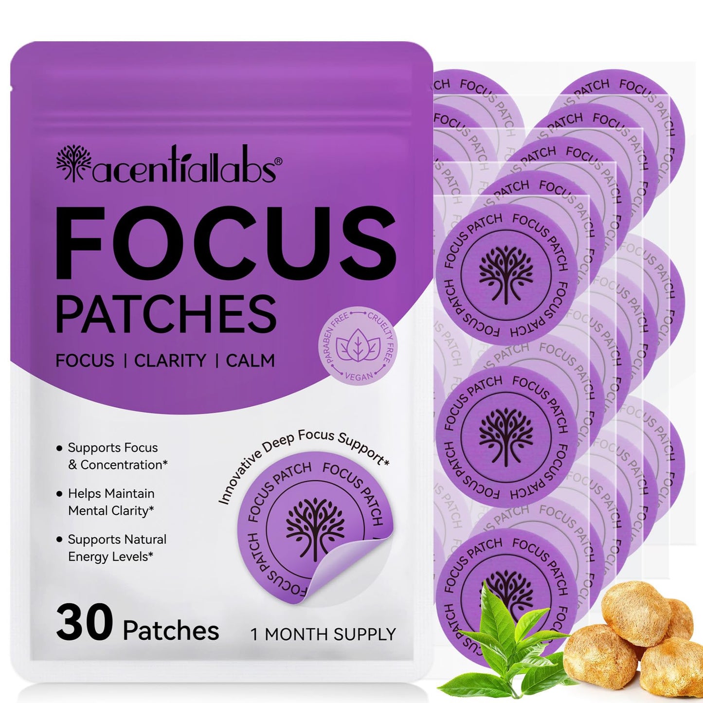 NFILVSYO Focus Patch – 100% Natural Focus Patches for Adults | Invisible & Portable | 1 Month Supply