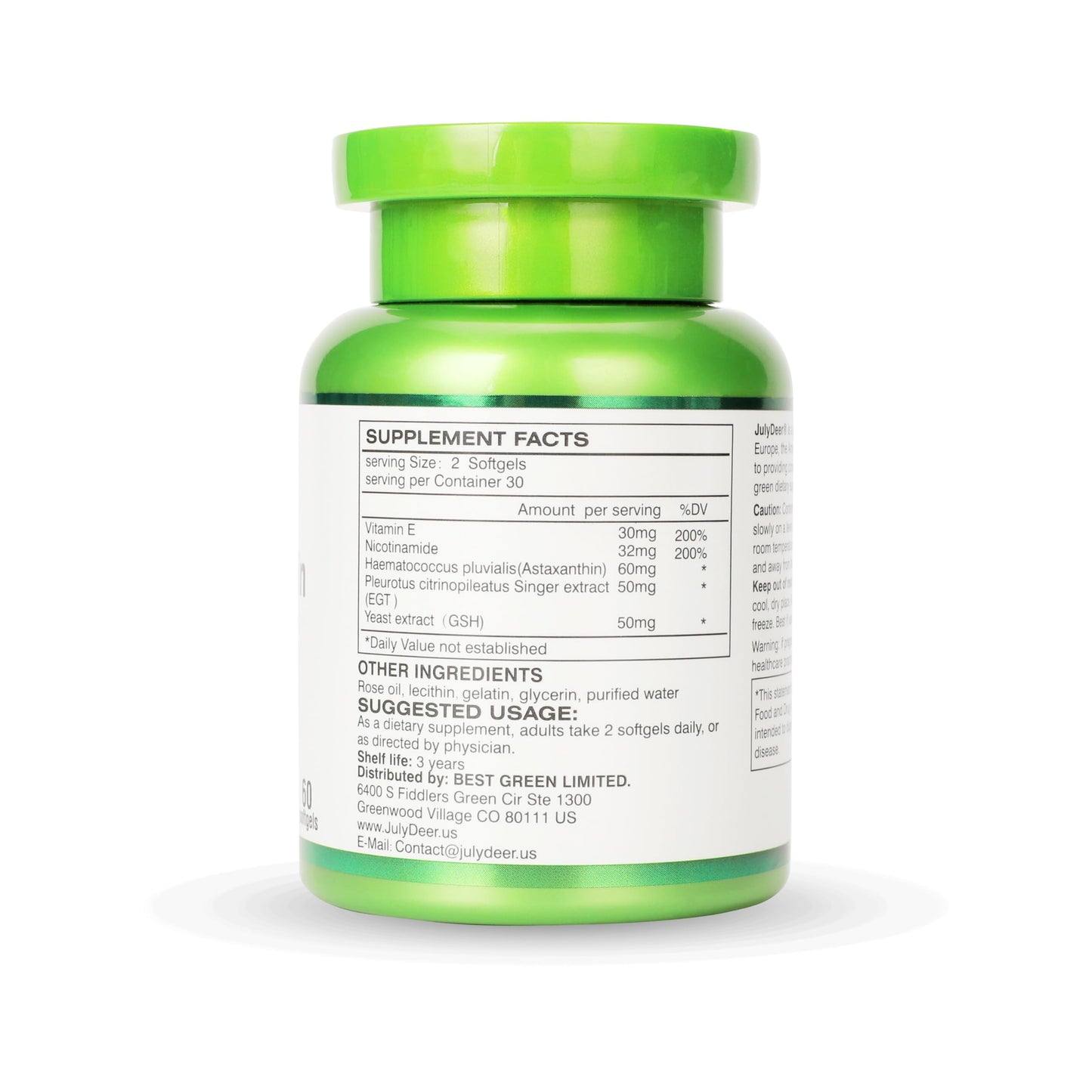 JulyDeer Astaxanthin 6 mg – 60 Softgels | Double Strength Haematococcus Pluvialis | Non-GMO