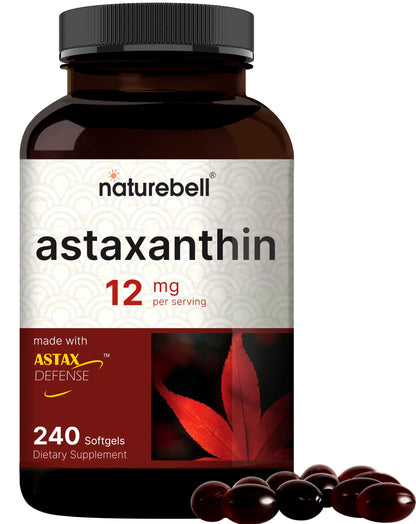 NatureBell Astaxanthin 12mg, 240 Softgels – AstaX Antioxidant Support