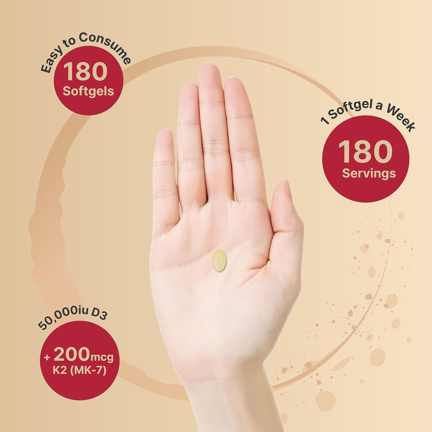 NatureBell Vitamin D3 50,000 IU + K2 200 mcg — Weekly Softgel with Coconut Oil (MK-7, Non-GMO)