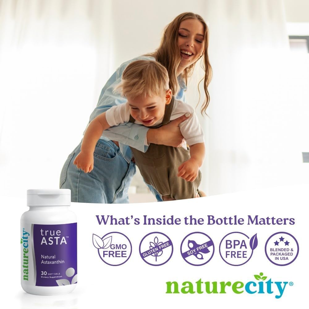 NatureCity TrueAsta 6mg Astaxanthin with AstaReal | Eye, Skin & Joint Support | 30 Soft Gels