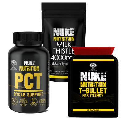 Testosterone Booster Stack Extreme Strength Monthly Cycle Bundle - T Bullets - PCT - Milk Thistle 4000mg