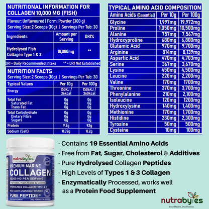 Premium Marine Collagen Powder Supplement 10,000 mg