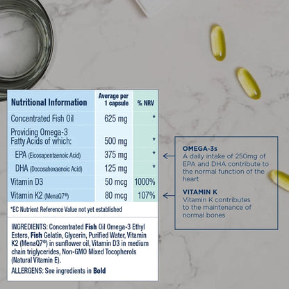 OMEGA-3 + K2 & D3 Omega-3 Fish Oil Capsules