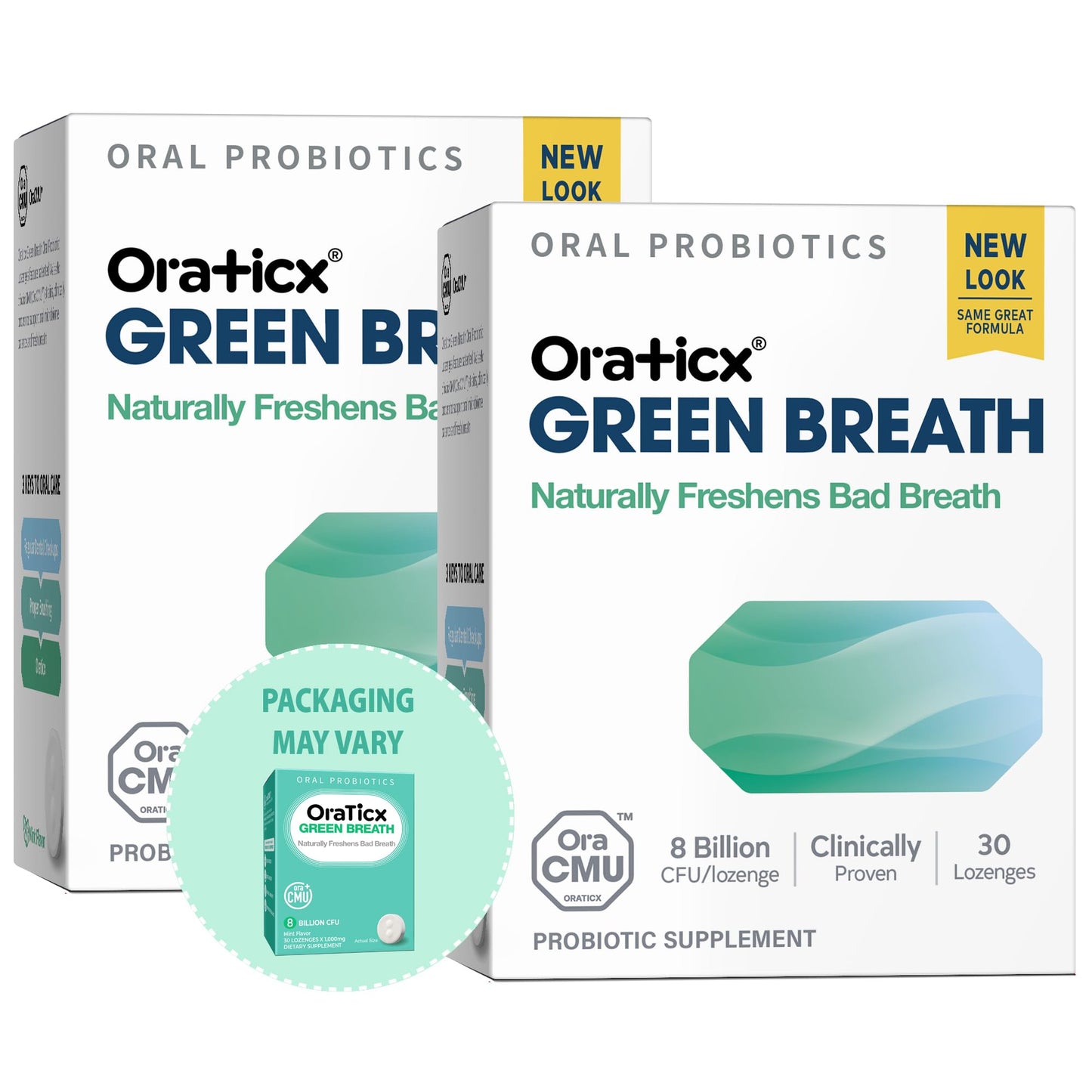 OraTicx Oral Probiotics Green Breath - Mint Lozenges, 8B CFU, 2-Pack
