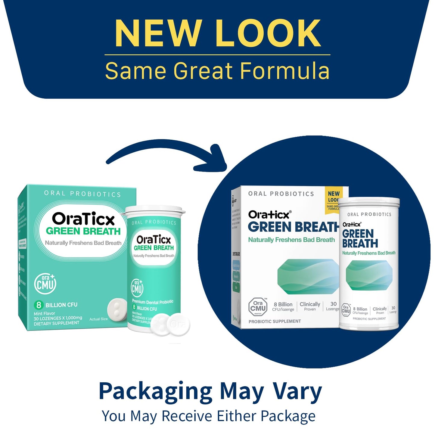 OraTicx Oral Probiotics Green Breath - Mint Lozenges, 8B CFU, 2-Pack