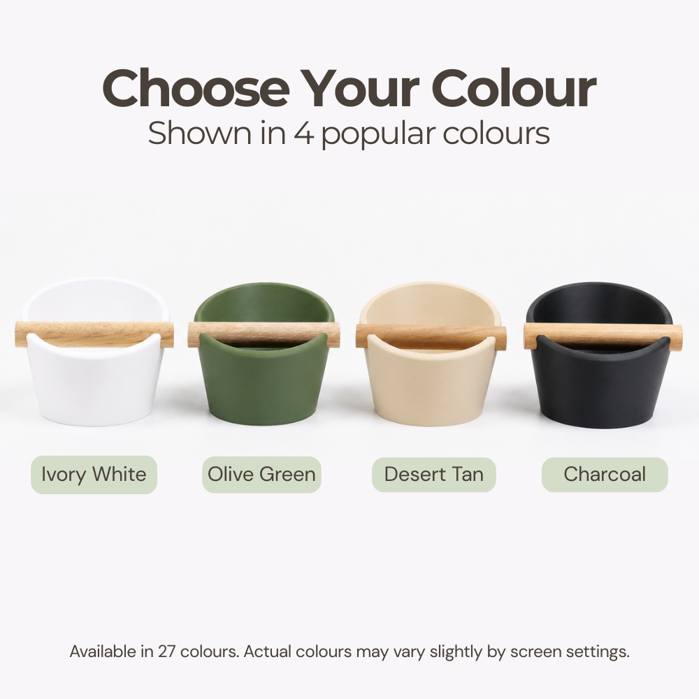 Oval Espresso Knock Box with Oak Bar KNOCDIC®