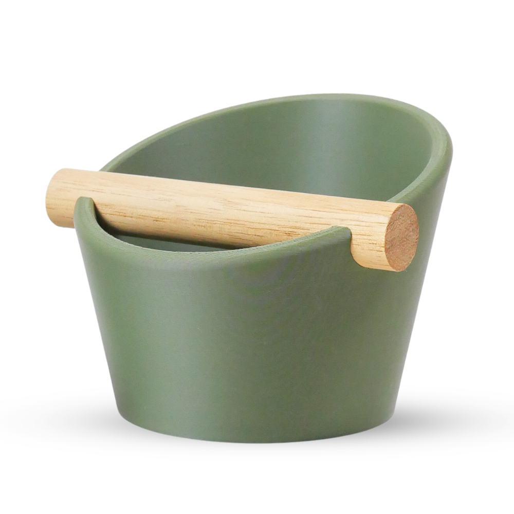 Oval Espresso Knock Box with Oak Bar KNOCDIC®
