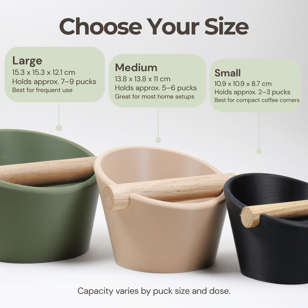 Oval Espresso Knock Box with Oak Bar KNOCDIC®