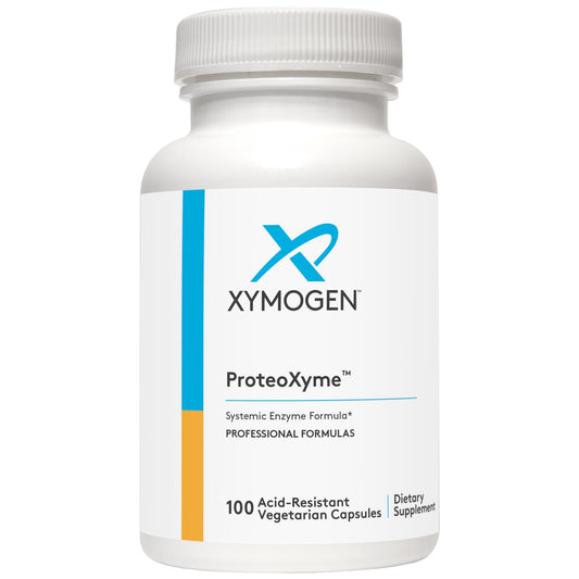 XYMOGEN ProteoXyme - Pancreatic Enzymes, Serrapeptase, Rutin, Papain & Bromelain - Designed to Support Tissue Integrity & Healthy Immune System Balance (100 Acid-Resistant Capsules) BritishVita | Premium UK Vitamins & Wellness Supplements