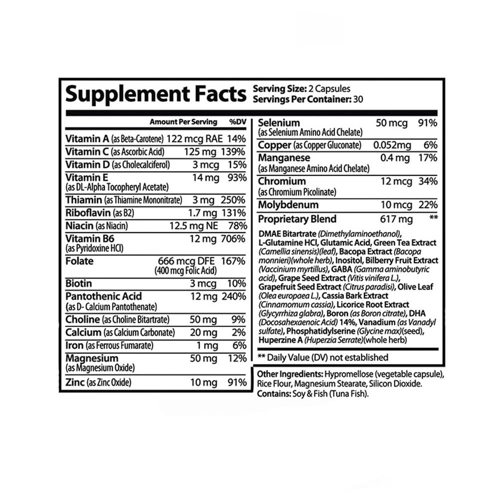 PureNature Cognifen - Memory Support Nootropic with Bacopa, Phosphatidylserine, Huperzine A, DHA, Choline and More - Non-GMO, Gluten-Free, 60 Capsules