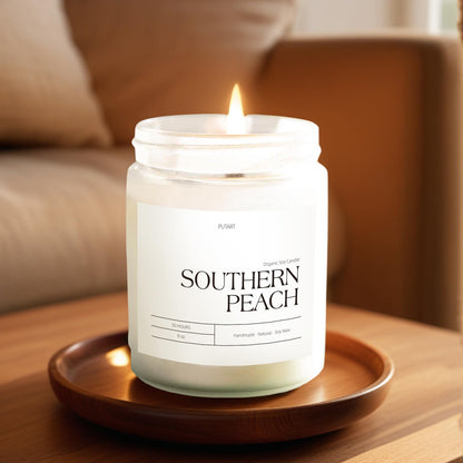 Putart Peach Scented Candle – 9oz Natural Soy Wax, Aromatherapy for Stress Relief