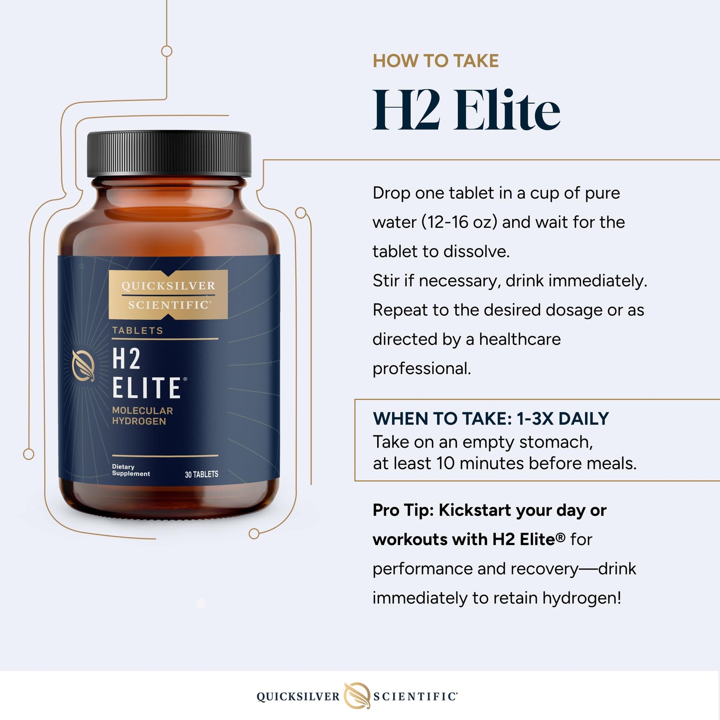 Quicksilver H2 Elite – Molecular Hydrogen Tablets for Energy & Metabolism