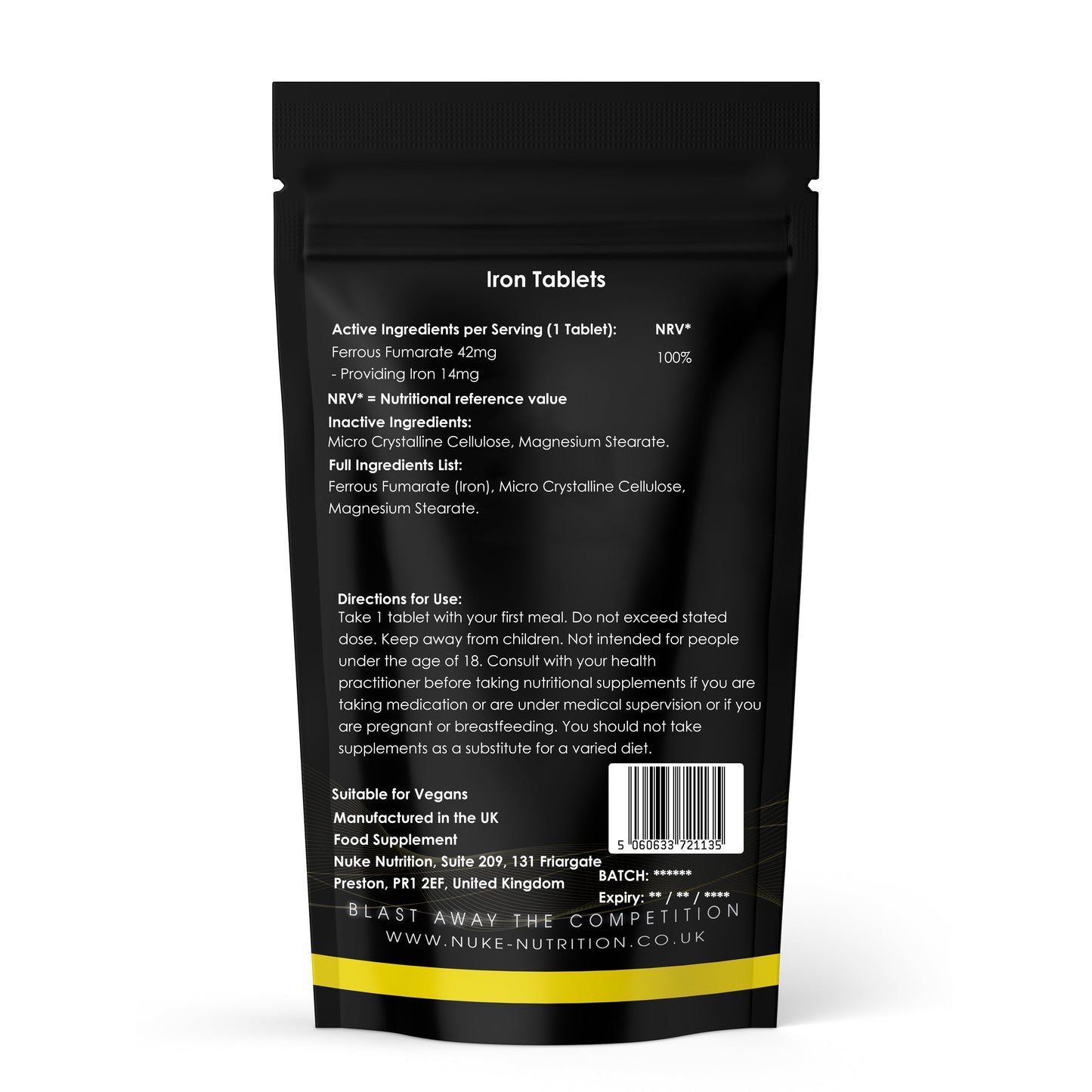 Iron Tablets 14mg Tiredness & Fatigue Anaemia Natural Energy Supplement Healthy Blood & Brain Support