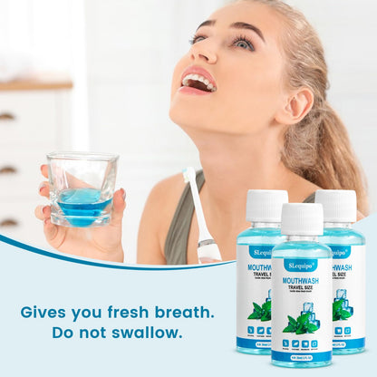SLequipo 25 Travel Size Mint Mouthwash – Bulk 1.2oz/35ml, Pack of 10 Blue Bottles