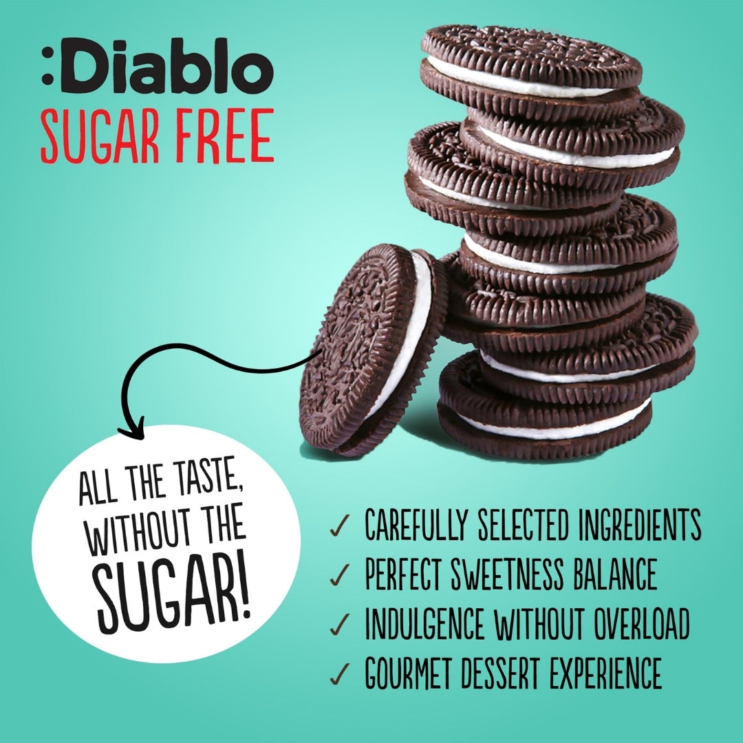 Extra Dark Sandwich Cookies with Vanilla Cream (44g) Diablo Sugar Free