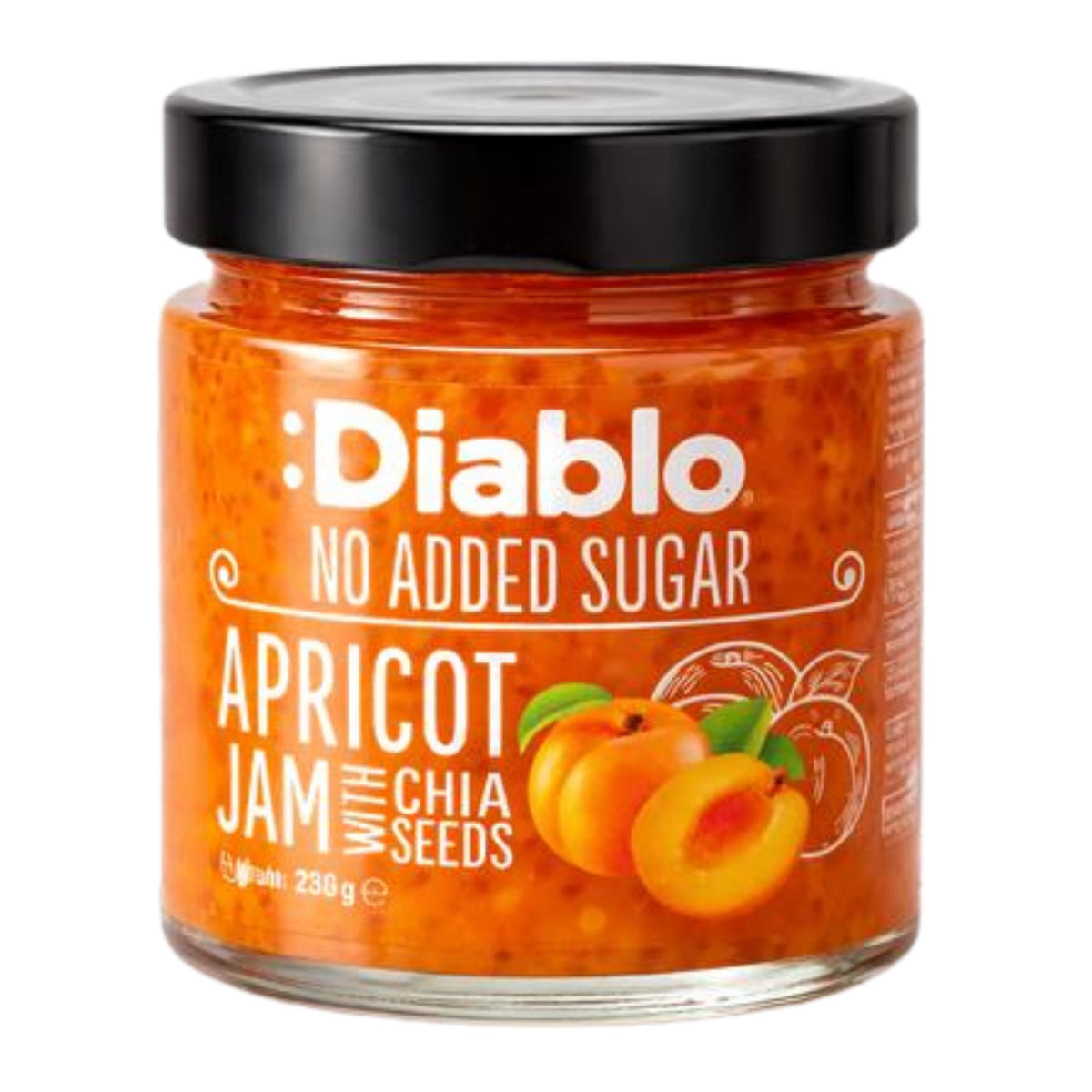 No Added Sugar Apricot & Chia Seed Jam 230g Diablo Sugar Free