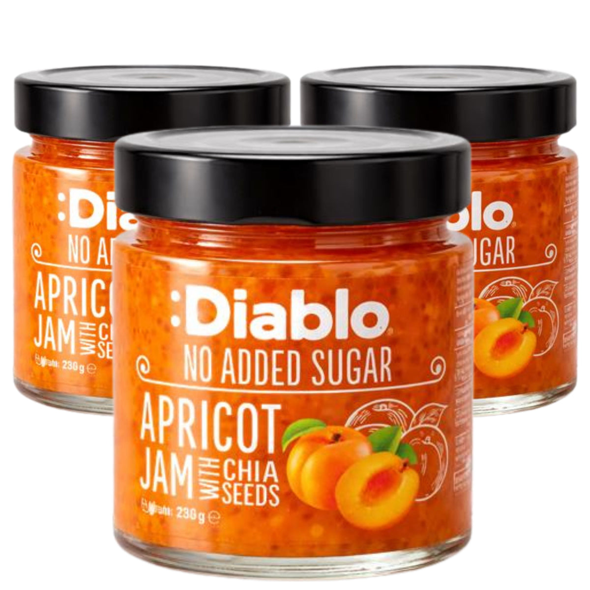 No Added Sugar Apricot & Chia Seed Jam 230g Diablo Sugar Free