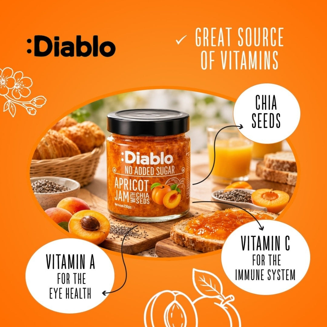 No Added Sugar Apricot & Chia Seed Jam 230g Diablo Sugar Free