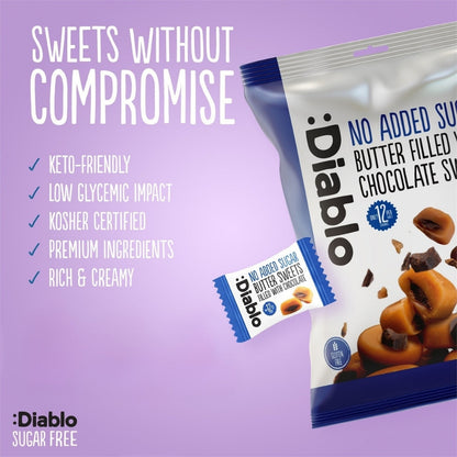 No Added Sugar Butter Filled with Chocolate Sweets (75g) Diablo Sugar Free